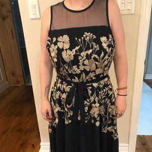 Navy & gold embroidered dress (with label)